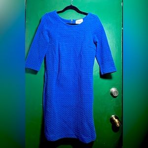 Ganni blue 3/4 sleeve sheath dress